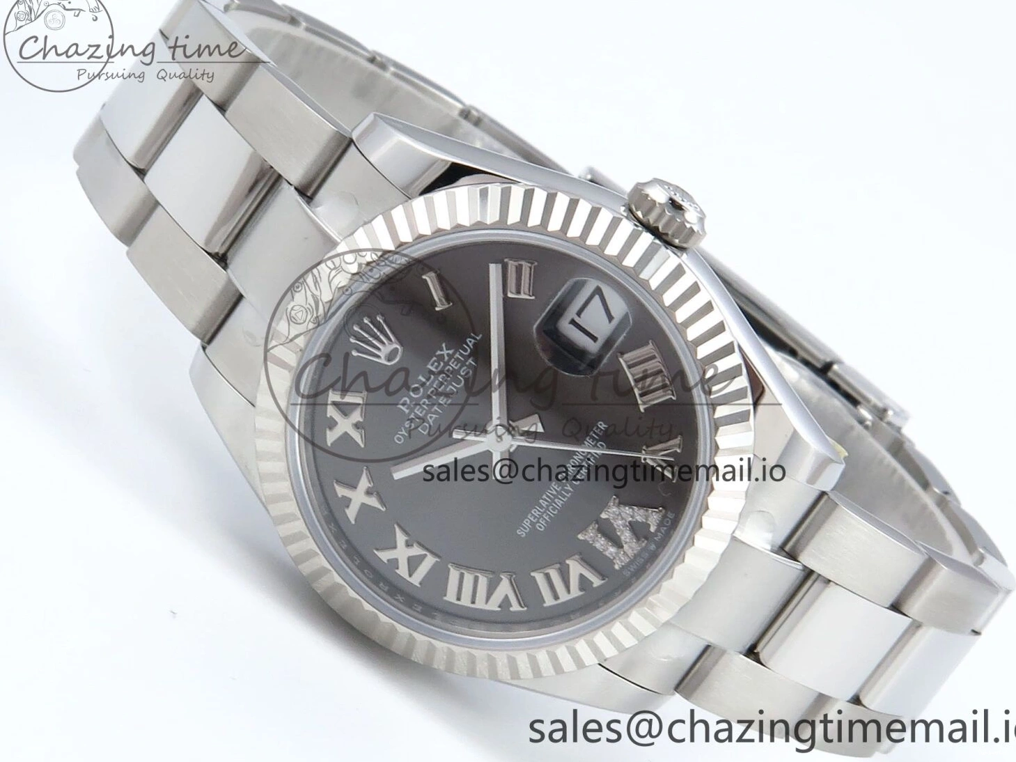 Steel Best 1:1 Diamonds Roman on Dial Bracelet ETA DateJust 904L 2688 Edition ARF Oyster 278274 SS 31 Gray 0308